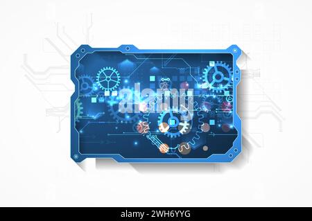 Technological abstract picture on a white background. Hand drawn vector. Stock Vector