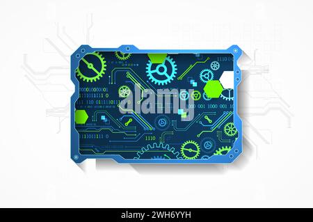 Technological abstract picture on a white background. Hand drawn vector. Stock Vector