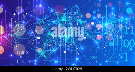 Big Data. Abstract digital futuristic vector illustration on technology background. Data mining and management concept. Hand drawn art. Stock Vector