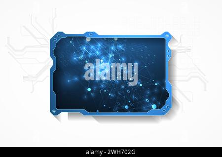 Technological abstract picture on a white background. Hand drawn vector. Stock Vector