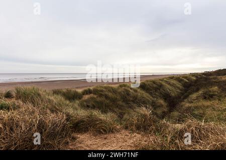 Mablethorpe sea front, Lincolnshire, UK, England, Mablethorpe UK, Mablethorpe coast, Mablethorpe beach, coast, coastal, beach, beaches, sand dunes Stock Photo