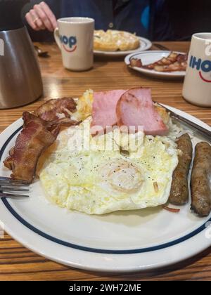 The international House of pancakes offers a wide selection of breakfast items, 2024, New York City, USA Stock Photo
