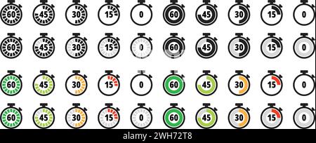 timer and stopwatch icon bundle time left progress icon Stock Vector