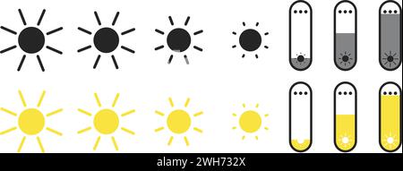 sun icon bright phone pc laptop brightness icon bar Stock Vector