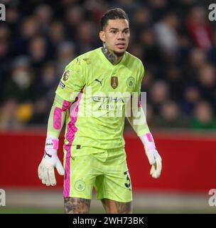 London, UK. 05th Feb, 2024 - Brentford v Manchester City - Premier League - Gtech Community Stadium.                                         Manchester City's goalkeeper Ederson in action.                                                 Picture Credit: Mark Pain / Alamy Live News Stock Photo