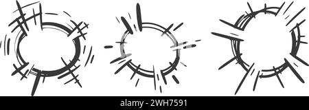 Comic speed line effect element. Anime manga boom and burst radial action. Sketch of explosion with motion spark and energy trail. Vector illustration Stock Vector