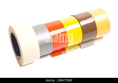 colorful rolls of duct tape isolated. Stock Photo