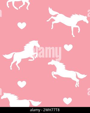 Vector seamless pattern of horses and hearts Stock Vector