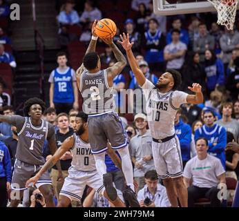 February 10, 2024: Georgetown Hoyas guard Rowan Brumbaugh (1) dribbles ...