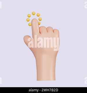 3d Computer cursor with hand and click. Diverse man arms with fingers press button, pointing or touch fingerprint scan. icon isolated on gray Stock Photo