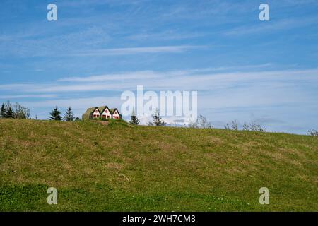 Cute miniature turf houses, in Iceland Stock Photo