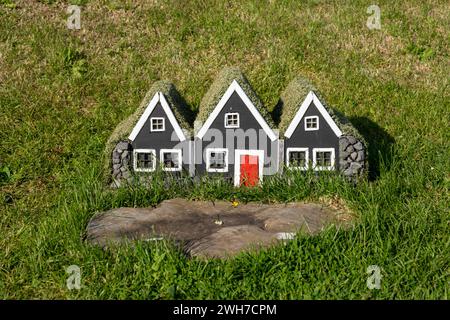 Cute miniature turf houses, in Iceland Stock Photo