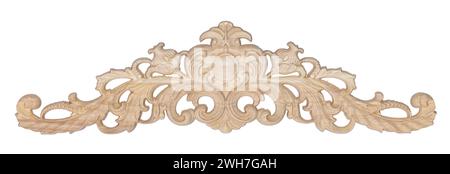 Wooden curly cut top frame part. Top view. Isolated on a white background. Stock Photo