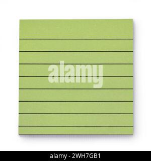Green square note book paper, top vieuw. Isolated on a white background. Stock Photo