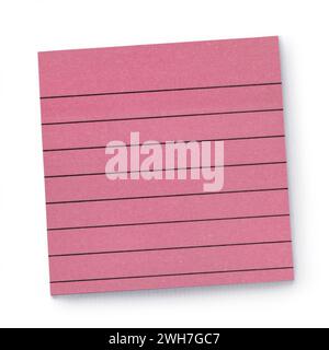 Pink square note book paper, top vieuw. Isolated on a white background. Stock Photo
