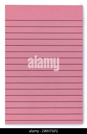 Pink rectangular note book paper, top vieuw. Isolated on a white background. Stock Photo