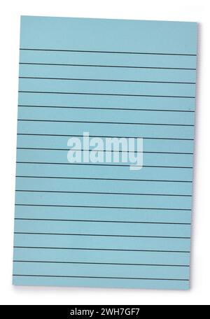 Blue rectangular note book paper, top vieuw. Isolated on a white background. Stock Photo