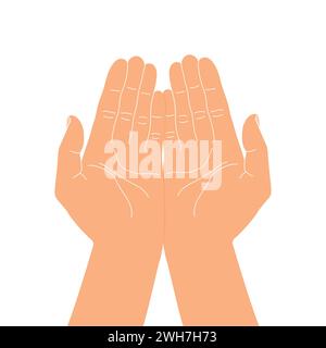 Giving or taking hand gesture. Cupped hands with open palms. Hands carefully holding something. Vector illustration Stock Vector