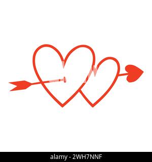 Arrow Through Two Hearts Icon Stock Vector