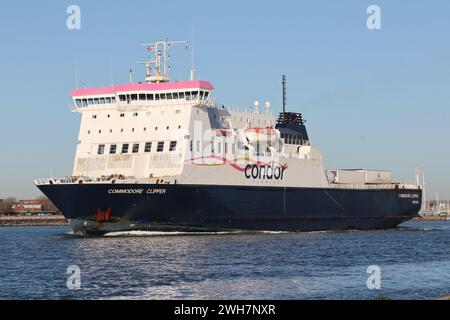 The Condor freight ferry MV COMMODORE CLIPPER heading for the Channel Islands Stock Photo