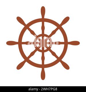 Boat handwheel, ship wheel helm. Sea, ocean symbol. Flat style vector illustration isolated on white background Stock Vector