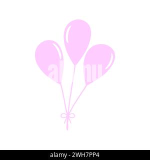 Three Pink Flying Balloons Icon Stock Vector