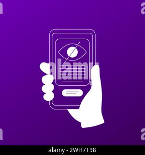 hidden or invisible content, smart phone in hand Stock Vector