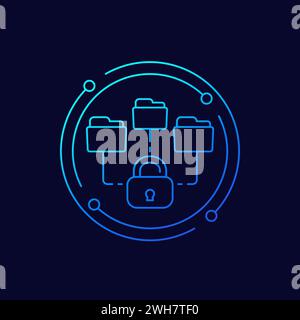 locked folders icon, linear design Stock Vector
