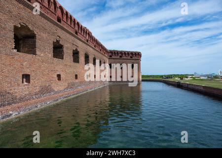 Exterior walls and moat of Fort Jefferson, Dry Tortugas National Park, Florida, USA. Stock Photo