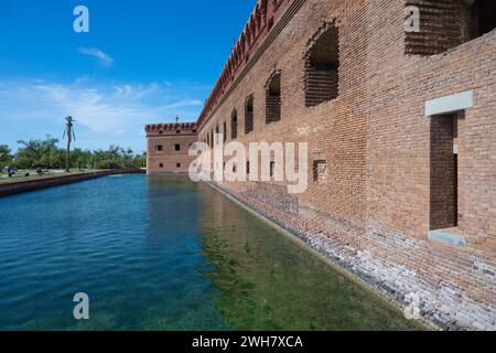 Exterior walls and moat of Fort Jefferson, Dry Tortugas National Park, Florida, USA. Stock Photo