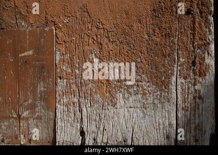 old painted aged and distressed wood boards Stock Photo