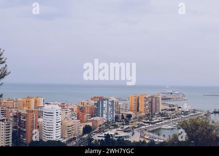 panoramic image of the city of Malaga in Andalusia, Spain, on August 1, 2017 Stock Photo