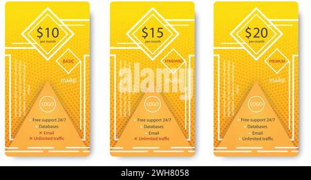 Set tariffs.Price list, hosting plans and web boxes banners design.Business advertising . Stock Vector