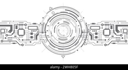 Fantastic circle .Drawing details . Circuit-board-background-technology Stock Vector
