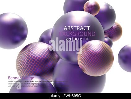 Abstract Background with Balls .Realistic 3d background with spheres .Vector template. Stock Vector