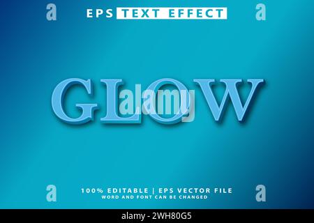 Text effect that can be edited in glowing neon blue style Stock Vector