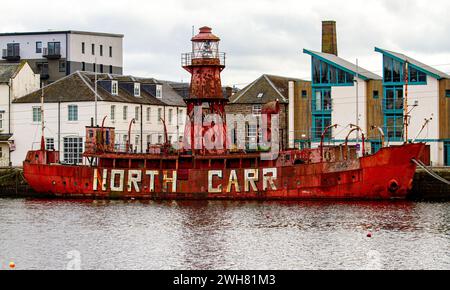The last surviving Scottish lightship the North Carr is berthed at Dundee's Victoria Dock and is scheduled to be demolished in 2024, Scotland Stock Photo