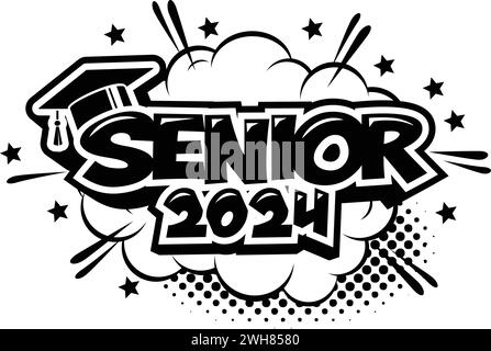 Lettering Class of 2024 for greeting, invitation card. Text for graduation design, congratulation event, T-shirt, party, high school or college gradua Stock Vector