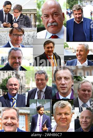 Journalists, Radio and Television presenters, Writers and Documentary makers in the United Kingdom. Left to right: Nickolas Watt and colleague, John Pienaar, Laurence Lee, Jason Farrell, Gavin Esler, Simon McCoy, Mark Austin, Ian Woods, John Craig, Tom Dunn, Adam Boulton, Piers Morgan , Faisal Islam, Adrian Chiles, Dominic Littlewood. Search Russell Moore portfolio page for more images . Stock Photo