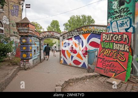 Entrance of Christiania free town district (founded in 1971), Copenhagen, Denmark Stock Photo