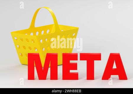 3d rendered sign Meta on grey podium, soft light, smooth background, 3d render illustration Stock Photo