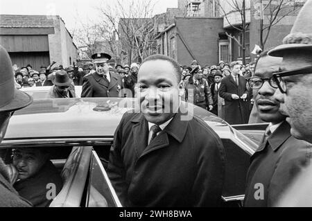 Dr. Martin Luthur King Engages With Supporters During Historical March in the 1960s Stock Photo