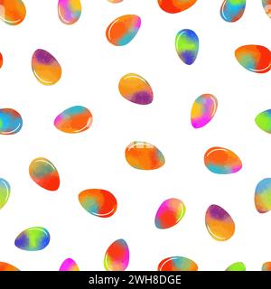 Seamless pattern of watercolor colored eggs. hand drawing. Not AI. Vector illustration Stock Vector