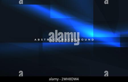 Black vector technology abstract background with glowing blue light lines and geometric shapes. Modern futuristic technological design banner. Vector Stock Vector