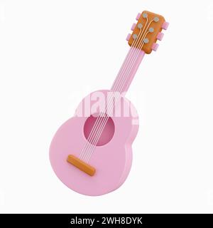 3d guitar. music class. Back to school and education concept. icon isolated on background, icon symbol clipping path. 3d render illustration Stock Photo