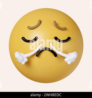 3d emoji angry. icon isolated on gray background. 3d rendering illustration. Clipping path. Stock Photo