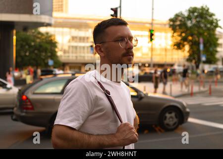 Portrait of a young guy in glasses Stock Photo