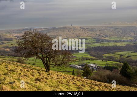 07.02.2024 Farm below the Great Rock near to Todmorden Stock Photo