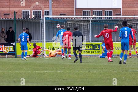 Bradford Park Avenue score against Warrington Rylands @ The Hive Arena, Gorsey Lane, Warrington Stock Photo