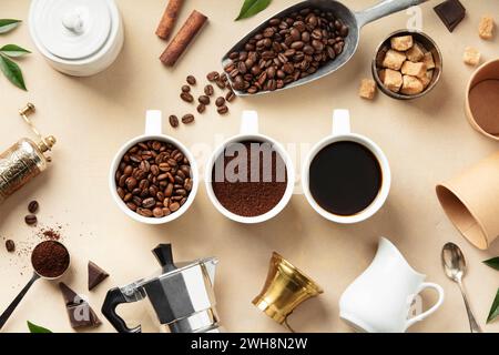 A visual exploration of coffee's journey from bean to cup Stock Photo